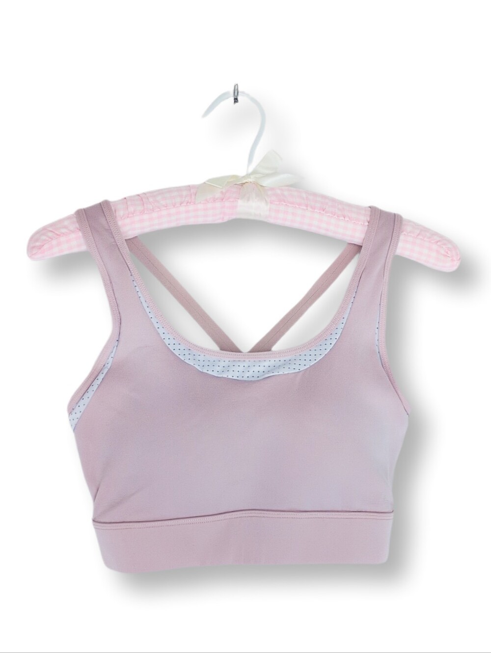 ZYIA Active Bare Primo Mesh Bra S Small Lavender Mauve White Trim - Great Cond.